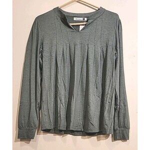 Gleeneat Long Sleeve Dress Tee, Green, Size Medium